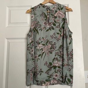 Floral Sleeveless Top - Green and Pink